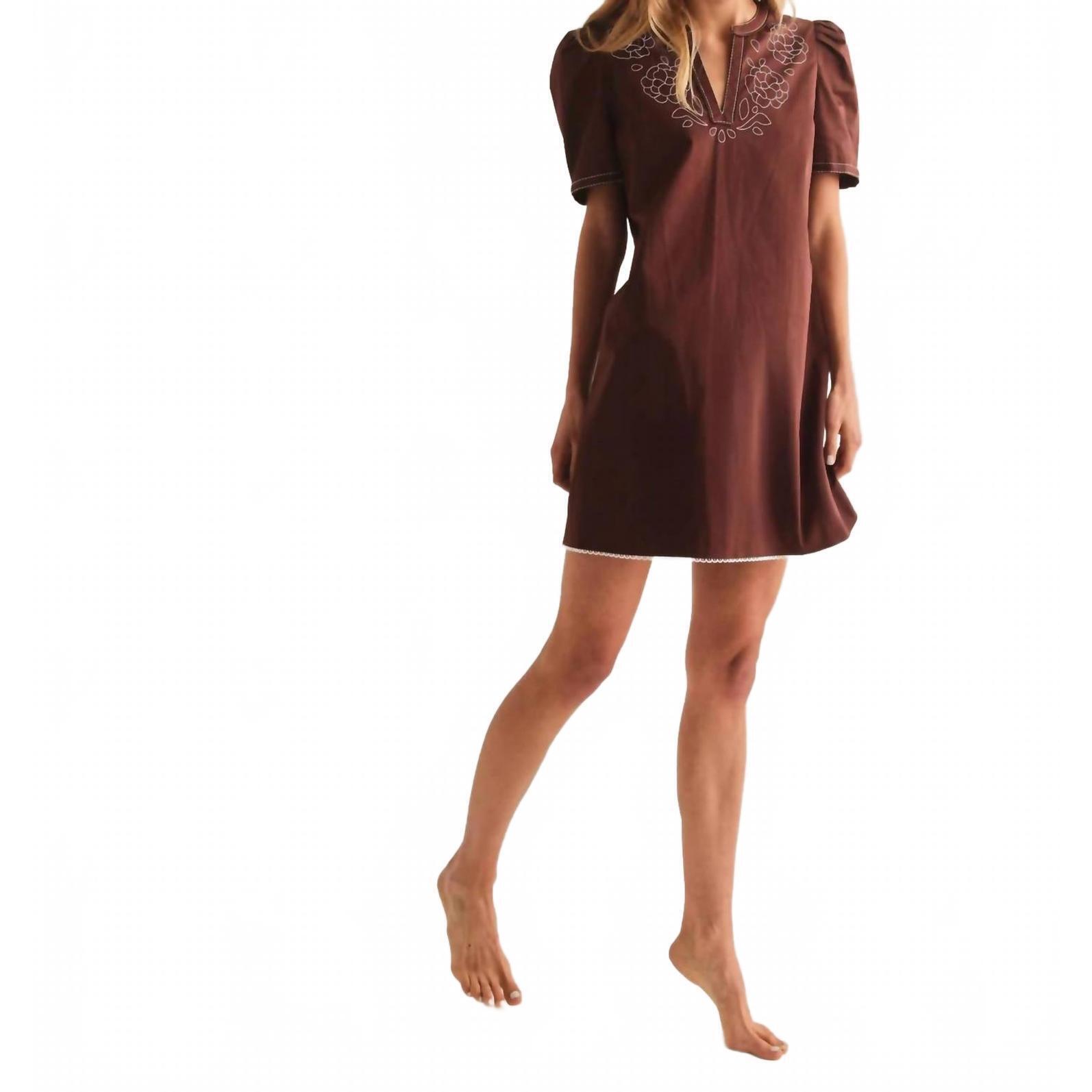 New Cartolina Nantucket Melissa Mini Dress In Espresso